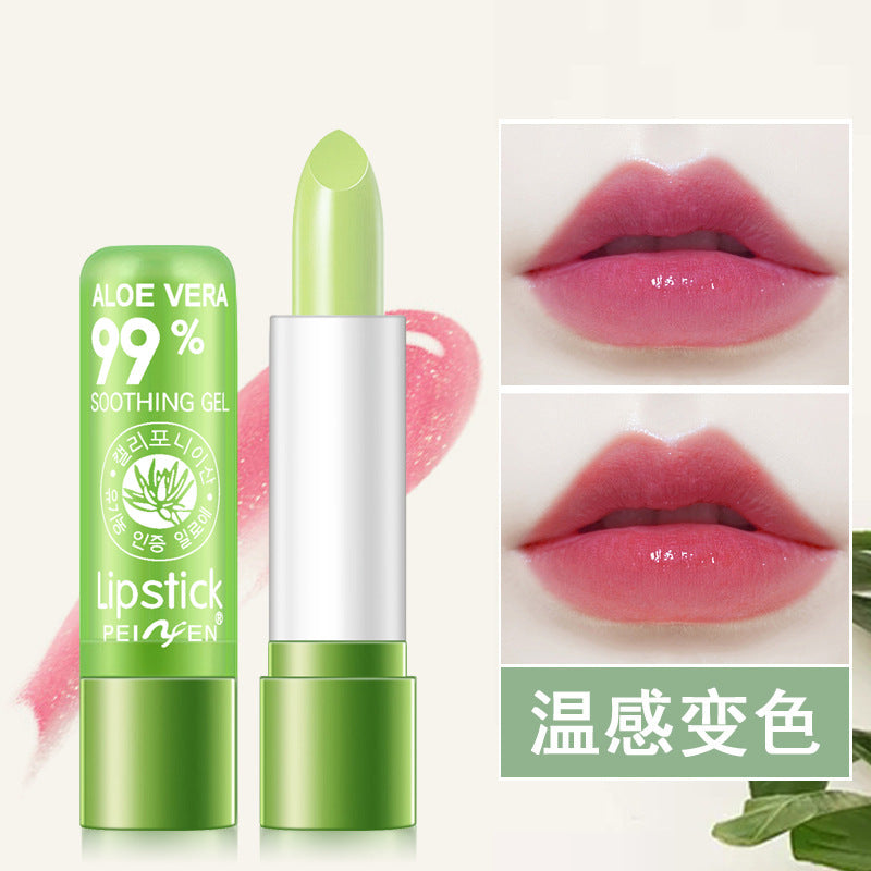 Explosive upgrade Pennyfin aloe vera color-changing lipstick rich moisturizing lasting moisturizing non-fading color-changing lipstick foreign trade