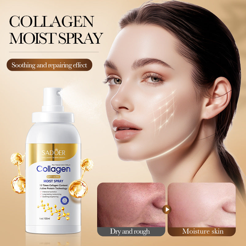Cross-border spot collagen moisturizing spray, SADOER anti-wrinkle hydrating and moisturizing spray, factory direct sales.