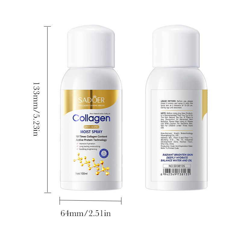 Cross-border spot collagen moisturizing spray, SADOER anti-wrinkle hydrating and moisturizing spray, factory direct sales.