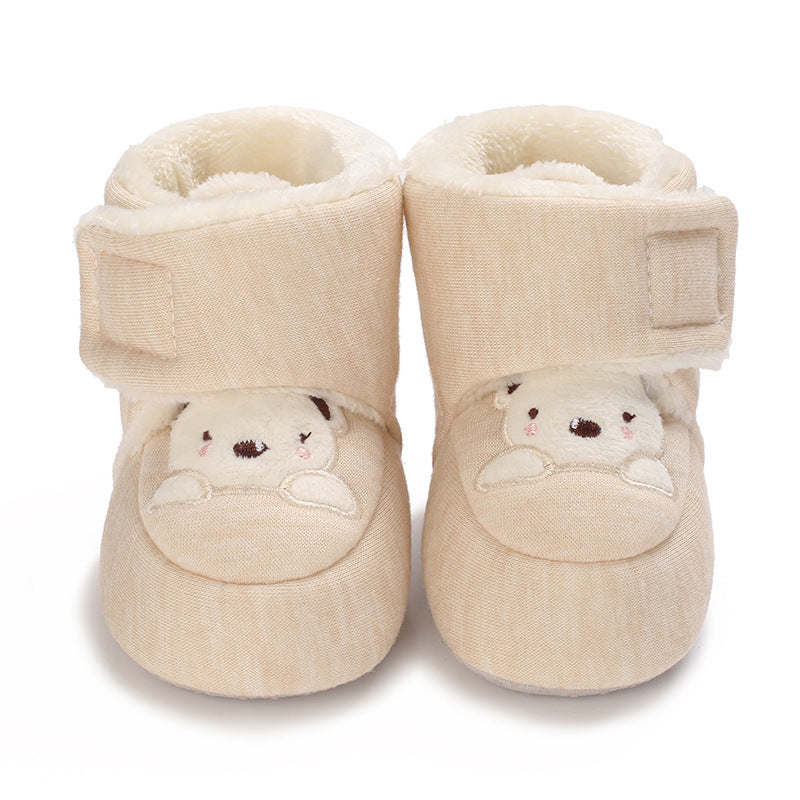Winter cotton shoes for newborns aged 0-1 years, cartoon bear walking boots for boys and girls