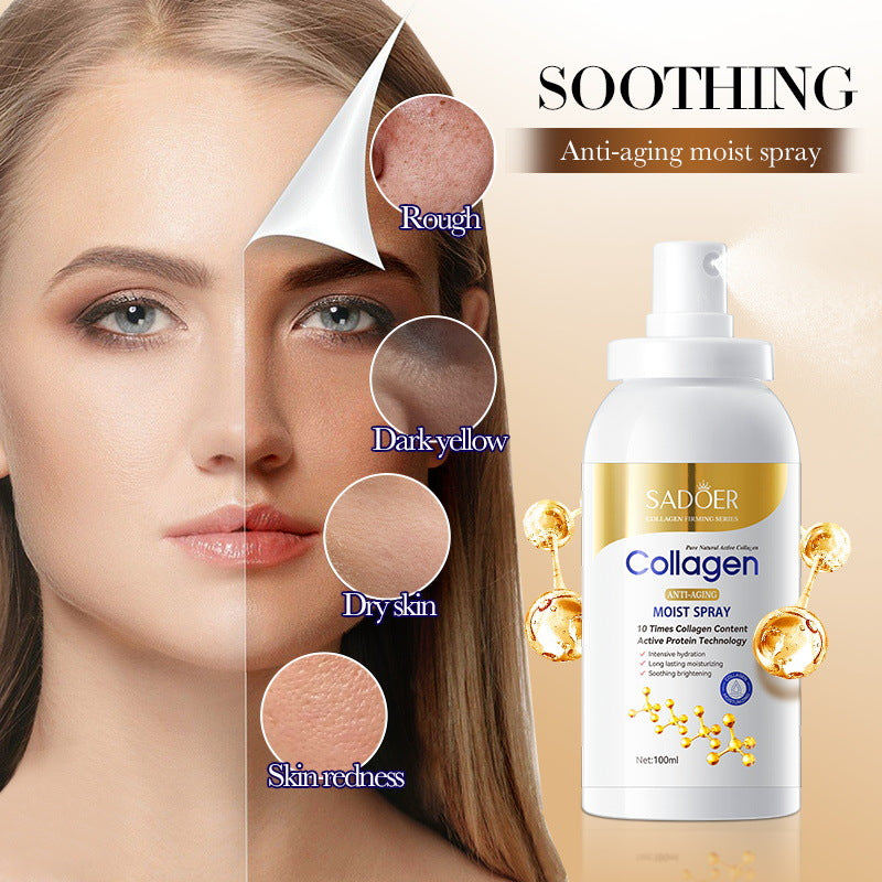 Cross-border spot collagen moisturizing spray, SADOER anti-wrinkle hydrating and moisturizing spray, factory direct sales.