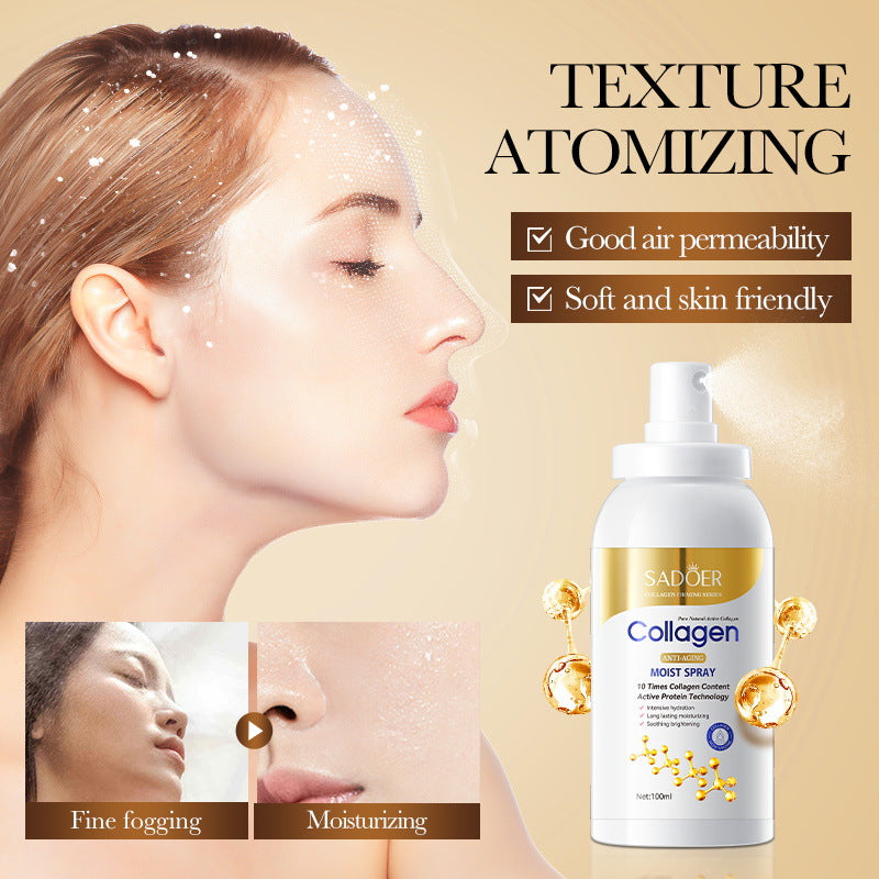 Cross-border spot collagen moisturizing spray, SADOER anti-wrinkle hydrating and moisturizing spray, factory direct sales.